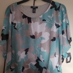 "SALE" Alfani Petite Printed Mesh Bubble Top